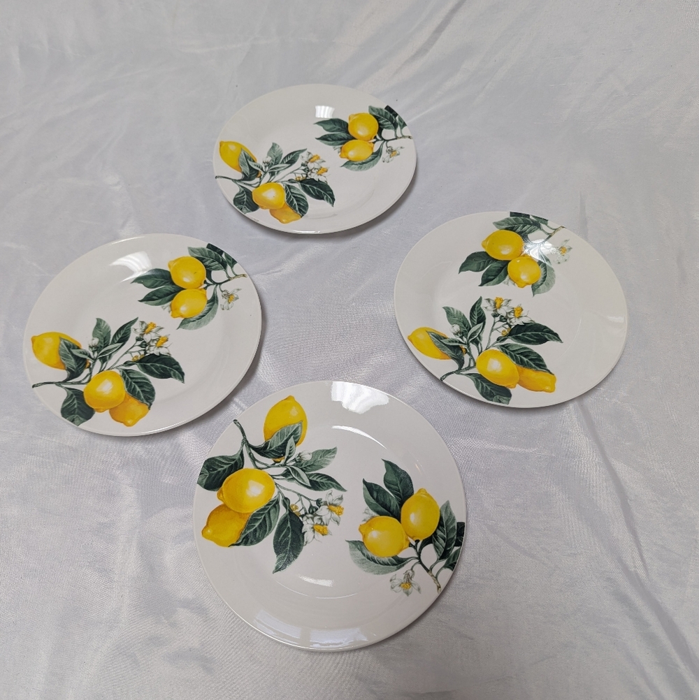 Set Of 4 Royal Norfolk Ceramic Lemon Citrus Salad Dessert‎ Plates 7.5" Summer